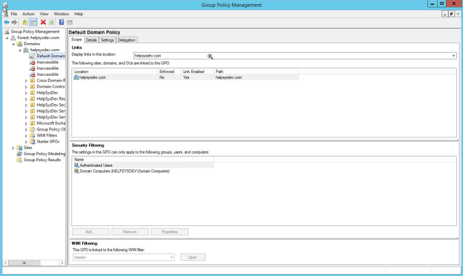 Group Policy Management - Default Domain Policy